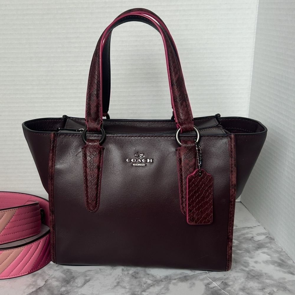 Coach Crosby Oxblood Carryall Exotic Python Leather Bag